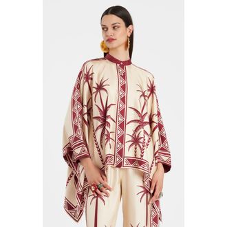 La DoubleJ Foulard Shirt Plac&eacute;e Date Palms Ivory in Date Palms Plac&eacute;e Ivory at Nordstrom, Size X-Small