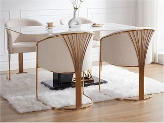 Pascal Morabito Sedia con braccioli in Tessuto bouclé e Metallo Bianco e Dorato - Lotto di 2 - JOSETHE di Pascal MORABITO