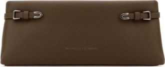 Brunello Cucinelli Mud Leren Clutch - Dames - Clutches - Bruin - ONE Size - Leer - Tassen