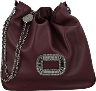 Roger Vivier Mini Lambskin Shoulder Bag with Silver-tone Chain and Embellished Buckle