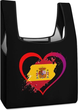 Generic Flag Heart Love Reusable Shopping Bags Lightweight Foldable Grocery Bag Polyester Washable Tote Bag