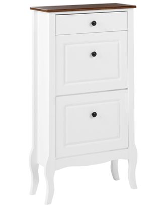 Beliani Scarpiera Bianca Con Gambe Cabriol&eacute; Stile Shabby Chic Francese Nundle