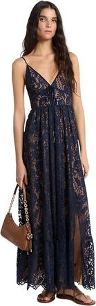 Michael Kors Corded Floral Lace Maxi Jurk - Dames - Maxi kleedjes - Blauw - S - Katoen - Kleedjes