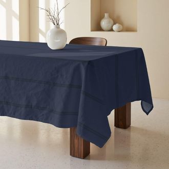 Muare Home Mantel antimanchas 100% algod&oacute;n azul marino 400x155 cm