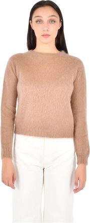 Max Mara Sweaters Beige - Dames - Ronde hals truien - Beige - L - Wol - Truien & Vesten