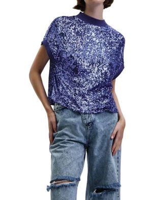 In The Mood For Love Cosima Sequin Top In Lavender Blue