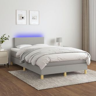vidaXL Vidaxl - Cama Box Spring Con Colch&oacute;n Tela Y Led Gris Claro 120x200 Cm