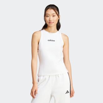 adidas Tanktop ADIDAS SPORTSWEAR ESSENTIALS LINEAR SLIM COTTON, Damen, Gr. XXL, schwarz-weiss (wei&szlig;, schwarz), Obermaterial: 93% Baumwolle, 7% Elasthan, Rund