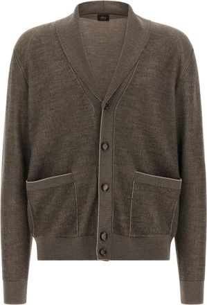 Brioni Brown Cashmere Mens Cardigan