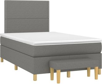 vidaXL Cama Box Spring Con Colch&oacute;n Tela Gris Oscuro 120x200 Cm Vidaxl
