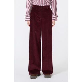 Max Mara Tania Wide Leg Corduroy Pants in Bordeaux at Nordstrom, Size 12