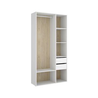 Dmora Gran Armario Borla, Muebles De Dormitorio, Vestidor, Armario De Ropa, 98x45 H205 Cm, Blanco Y Roble - Dmora