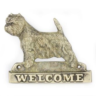 OEM West Highland White Terrier, Westie: Placa De Bienvenida De Lat&oacute;n Con Un Perro, Placa De Bienvenida &Uacute;nica Con La Inscripci&oacute;n Welcome De Art-dog