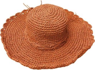 MARCUS ADLER Scalloped Straw Sun Hat in Rust at Nordstrom Rack