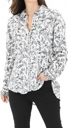 Nostalgia Button Front Printed Shirt In White