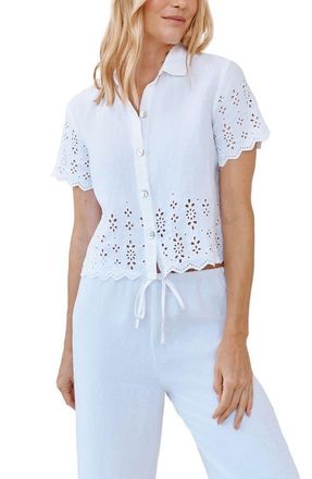 Bella Dahl Embroidered Boxy Shirt in White at Nordstrom, Size X-Small