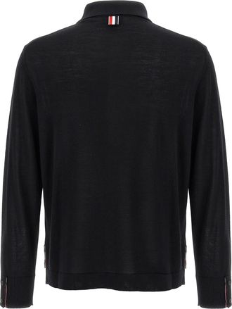 Thom Browne Mens Black Virgin Wool Cardigan Clothing