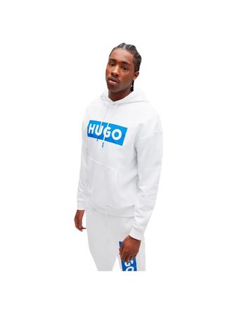 HUGO BOSS Mens sweatshirt with neck protection - White Cotton - Size Medium