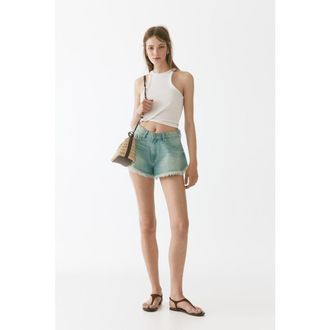 H&M Frayed denim shorts in Light Denim Blue at Nordstrom, Size 12