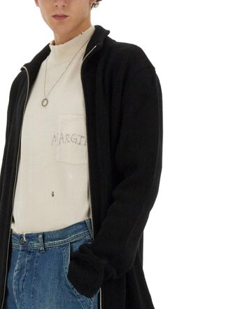 Maison Margiela Wool-Cotton Blend Cardigan - Black