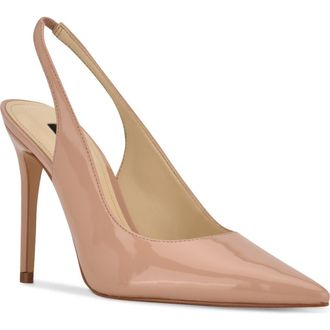Nine West Feather Slingback Pump in Medium Natural Patent at Nordstrom, Size 5.5