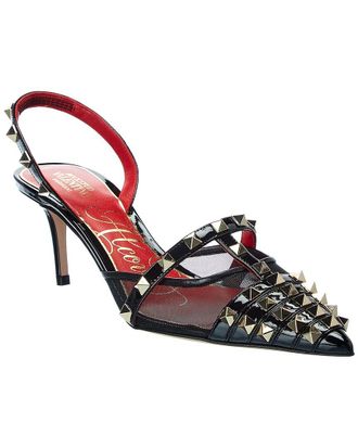 Valentino Rockstud Alcove 65 Patent & Mesh Slingback Pump