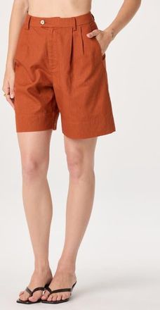 ASTR the Label Koda Pleated Linen Blend Shorts in Rust at Nordstrom, Size X-Small