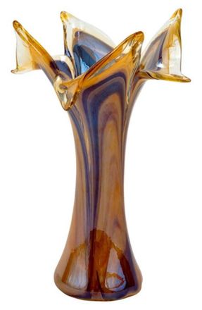 Vietri Onda Glass Twisted Flower Vase in Brown at Nordstrom