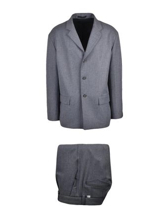 Paolo Pecora Grey Polyester-Blend Pleated Formal Suit