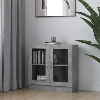 vidaXL Vitrina De Madera Contrachapada Gris Hormig&oacute;n 82,5x30,5x80 Cm Vidaxl