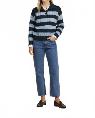 Trovata Shelby Sweater Top In Green Stripe