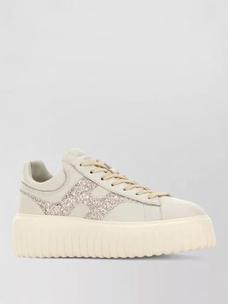 Hogan platform sneakers with round toe and glitter