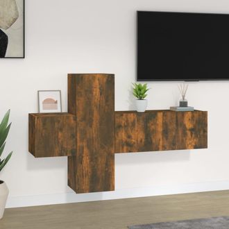 vidaXL Vidaxl - Set De Muebles De Tv 3 Pzas Madera Contrachapada Roble Ahumado