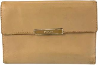 Prada Pre-owned Leather Wallet - Dames - Vintage Accessoires - Beige - ONE Size - Leer - Vintage