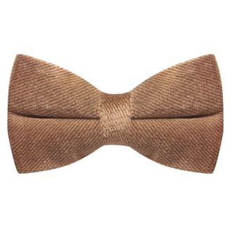 King & Priory Luxury Fawn Brown Textured Velvet Pre-Tied Bow Tie