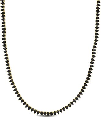 Mimi & Max 50 1/2 CT TGW Created Black Spinel Tennis Necklace in Yellow Plated Sterling Silver