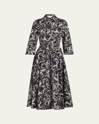 Michael Kors Floral-Print Cotton Midi Shirtdress