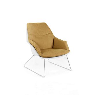 MondoViro Sill&oacute;n de sal&oacute;n tapizado en tela amarilla cm 74x85 86h
