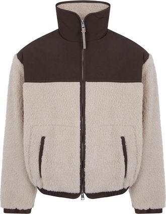 Ami Jack met rits en nylon details - Heren - Jassen - Beige - Maat: L Nylon