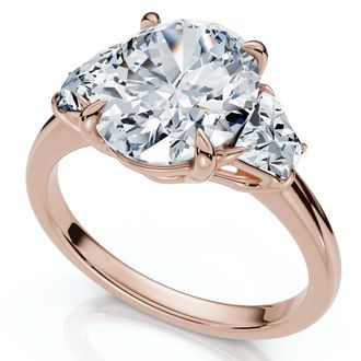 Pompeii3 Certified 2.63Ct Oval & Trapezoid Diamond Engagement Ring Lab Grown