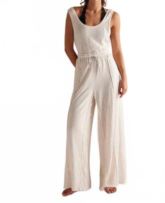 Free People Wait A Minute Jumpsuit In Oatmeal Combo