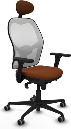 Piqueras y Crespo Piqueras Y Crespo - Jorquera Sincro Malla Blanca Similpiel Marr&oacute;n Brazos 3d Base Nailon Cabecero Fijo Ruedas 65mm Engomada