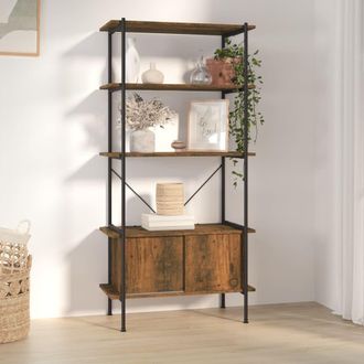 Berkfield Home 5-Tier Shelving Unit with Cabinet 80x40x163 cm Steel & Engineered Wood in Brown | Size: 80 x 40 x 163 cm