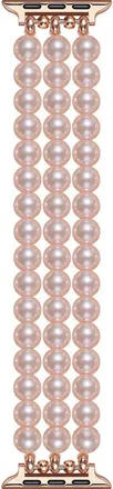 Posh Tech Liz Imitation Pearl Apple Watch Bracelet Watchband in Rose Gold at Nordstrom