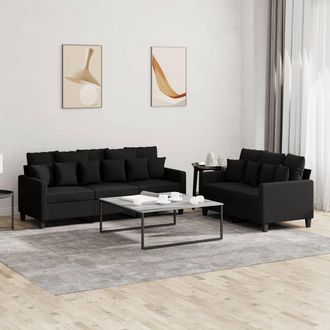 vidaXL Juego De Sof&aacute;s Con Cojines 2 Piezas Tela Negro Vidaxl