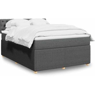 vidaXL Cama Box Spring Con Colch&oacute;n Tela Gris Oscuro 140x190 Cm Vidaxl