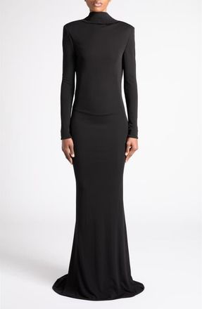 Tom Ford Long Sleeve Crepe Jersey Gown in Black at Nordstrom, Size 38