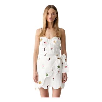 Farm Rio Mini Abito Ricamato con Perline Cool Day - - Dresses - Donna - Bianco - M