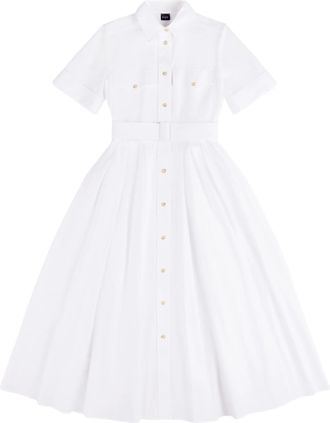 Fay White Midi Structured Collar Belted Dress