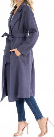 Promesa The Avalon Suede Coat In Navy